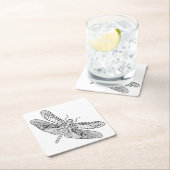 Dragonfly Zendoodle Vierkante Kartonnen Onderzetter (Insitu)