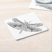 Dragonfly Zendoodle Vierkante Kartonnen Onderzetter (Schuin)