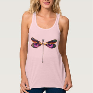 Dragonfly - zilver, goud, paars en zwart tanktop