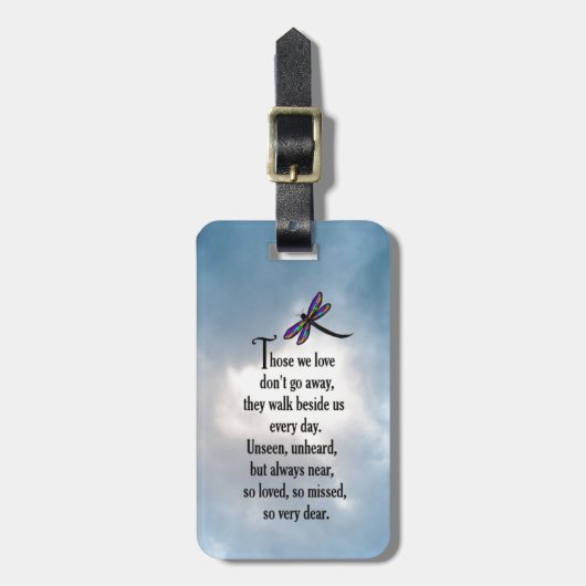Dragonfly "Zo geliefd" gedicht Bagagelabel (Voorkant verticaal)