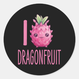 Dragonfruit Kawaii eten Ik hou van Dragonfruit Ronde Sticker
