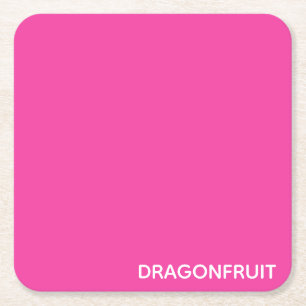 Dragonfruit roze kleurnaam vierkante kartonnen onderzetter