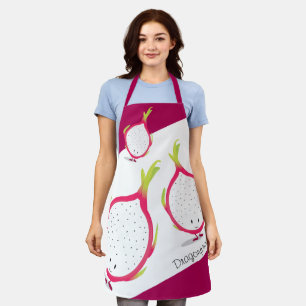 Dragonfruit Roze witte glimlachende Cartoon Schort