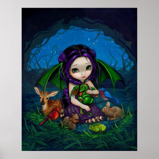 Dragoning Garden 3 fantasy fairy draak Art Print (Voorkant)