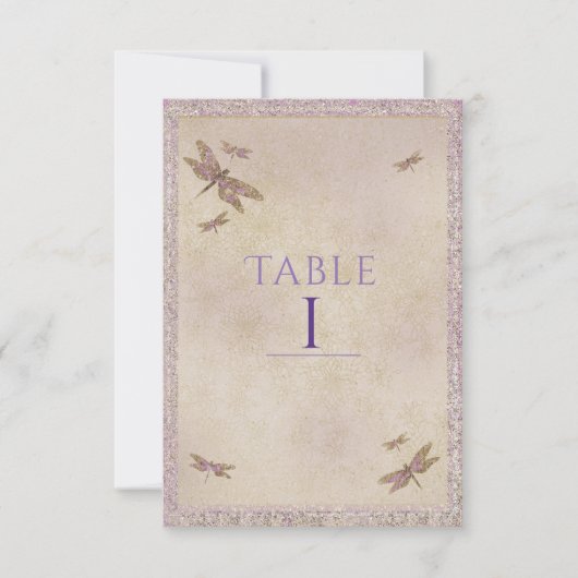 Dragonlies Purple & Or Dragonfly Numéro de table (Devant)