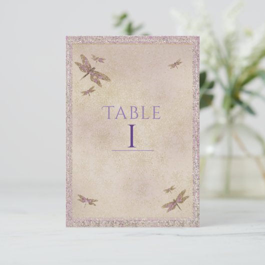 Dragonlies Purple & Or Dragonfly Numéro de table (Debout devant)