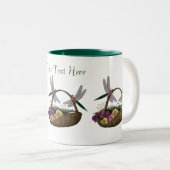Dragonlies Sur Panier De Fleurs Mug De Café (Devant droit)
