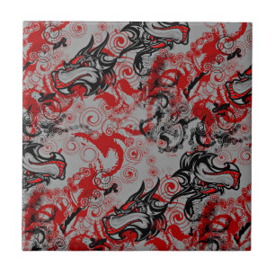 Dragons Abstracte kunst Tegeltje