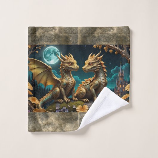 Dragons au clair de lune (Gant de toilette)