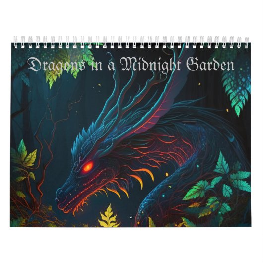 Dragons dans un calendrier de jardin de minuit (Protection)