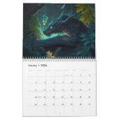 Dragons dans un calendrier de jardin de minuit (Jan 2026)