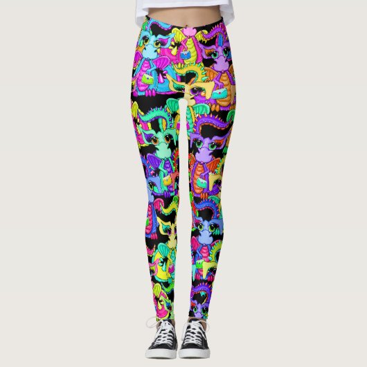 Dragons de dessin coloré Leggings (Devant)