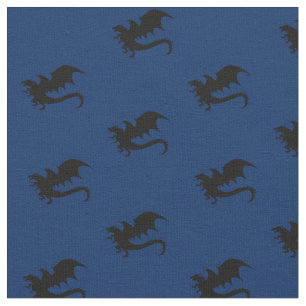Dragons DND Silhouettes Blue Stof