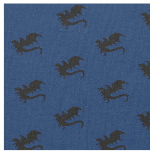Dragons DND Silhouettes Blue Stof (Close Up)