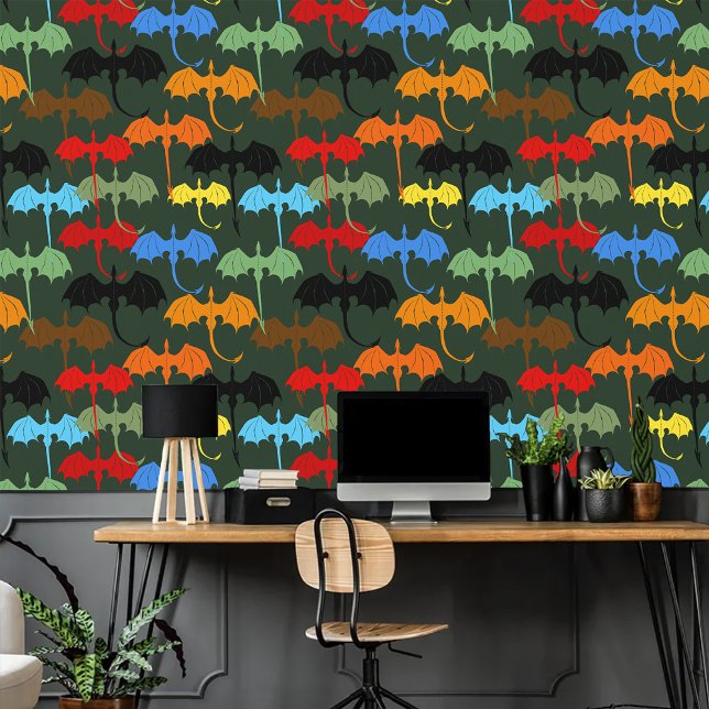 Dragons Green Flight Fantasy Behang (Creator heeft geüpload)