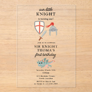 Dragons Knights Sprookjesachtige middeleeuwse kast Acryl Uitnodigingen