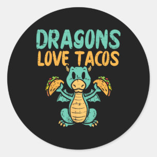 Dragons Love Tacos Cute Cinco de Mayo Mexican Food Ronde Sticker