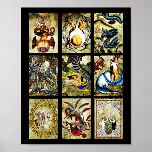 Dragons Maiden Knachten Fantasy sprosproverkunst Poster (Voorkant)