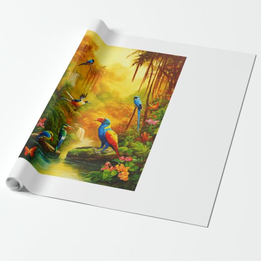"Dragon's Oerwoud Symphony: Majestic olieverfschil Cadeaupapier (Uitgerold)