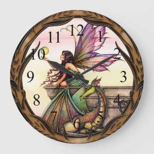 Dragon's orbs Fairy en Dragon Wall Clock Grote Klok