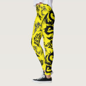 Dragons outline pattern 05.b.DOLP01. Yellow BG Leggings (Links)