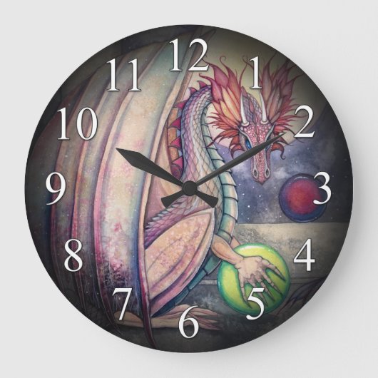 Dragon's Perch Fantasy Art Wall Clock Grote Klok (Voorkant)