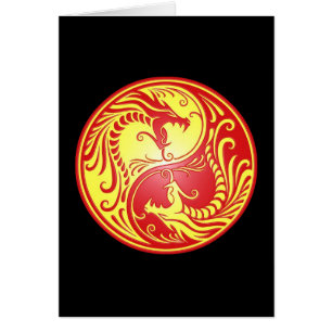Dragons, rouge et jaune de Yin Yang