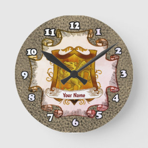 Dragons Schild Familiewapen Achternaam Ronde Klok