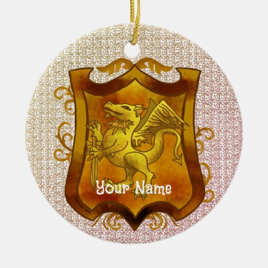 Dragons Shield Family Crest Achternaam Keramisch Ornament (Voorkant)
