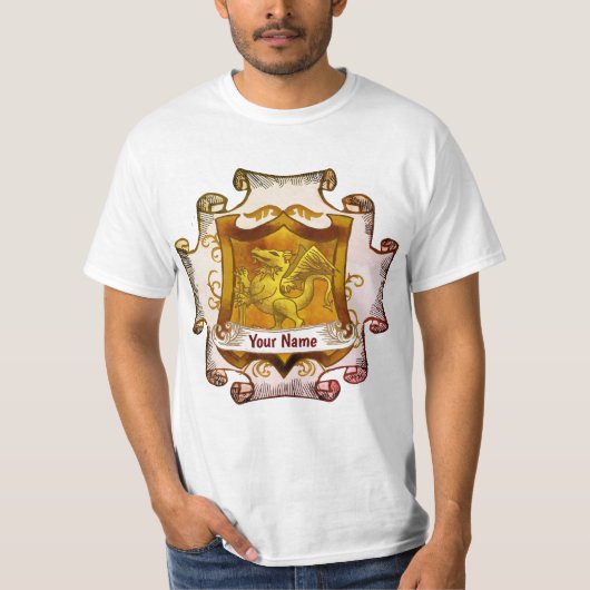 Dragons Shield Family Crest Nom de famille T-shirt (Devant)