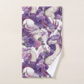 Dragons violets et blancs et serviettes Roses (Serviette à main)
