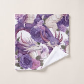 Dragons violets et blancs et serviettes Roses (Gant de toilette)
