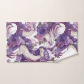 Dragons violets et blancs et serviettes Roses (Serviette à main)