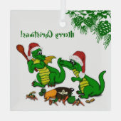 Dragons - Vrolijk kerstfeest! - Vandaag ga ik koke Glas Ornament (Achterkant)