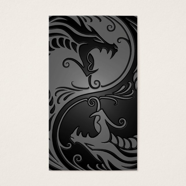 Dragons Yin Yang gris et noir (Devant)