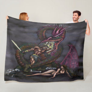 Dragonslayer Fantasy Art Fleece Blanket Deken
