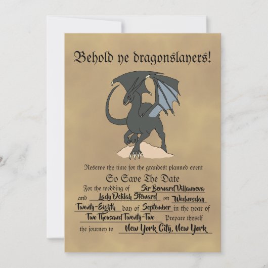 Dragonslayer Scroll Save The Date (Voorkant)