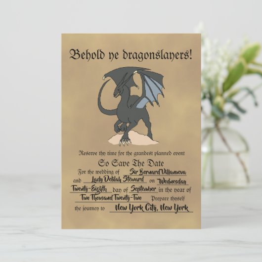 Dragonslayer Scroll Save The Date (Staand voorkant)