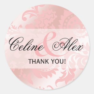 Dragontail Paisley Metallic Favor   roze Ronde Sticker