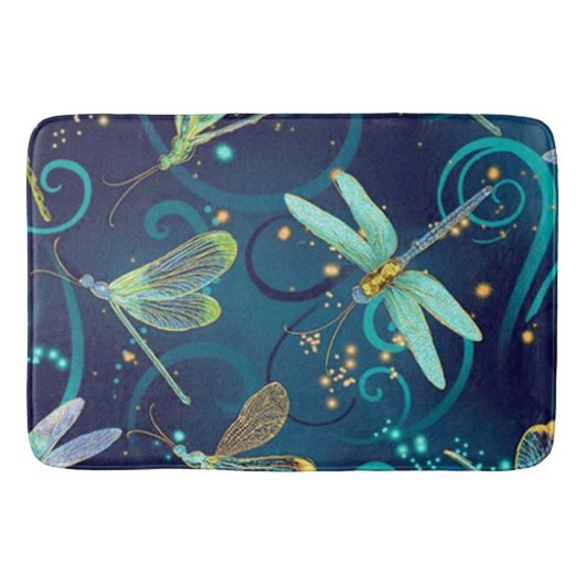 Dragonvliegen Blauwgroen Grote Bath Mat (Voorkant)