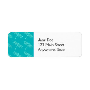 Dragonvliegen, bleek aqua op turquoise etiket