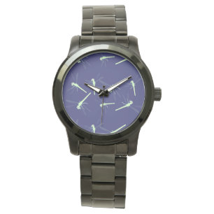 Dragonvliegen op blauw horloge
