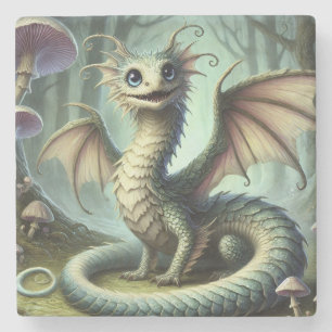 Drake Jabberwocky Schattig Fantasie Wezen Kunst Stenen Onderzetter