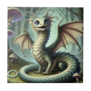 Drake Jabberwocky Schattig Fantasie Wezen Kunst Tegeltje