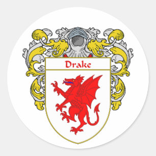 Drake wapenschild (gemanteld) ronde sticker