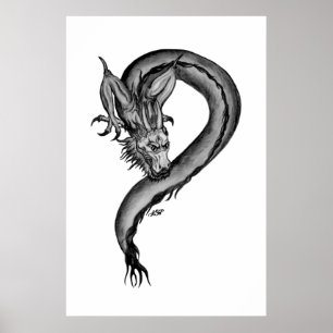 Drake zwart-wit ontwerp poster