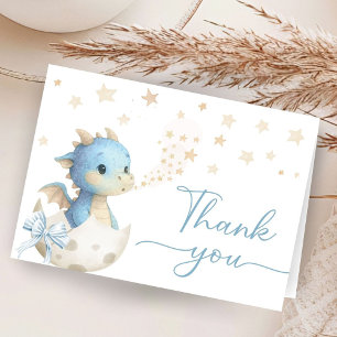 Draken Baby Shower Jongen Blauwe Vouwde Bedanktkaa Bedankkaart