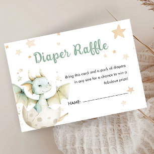Draken Baby Shower Mooie Groene Luier Raffle Informatiekaartje