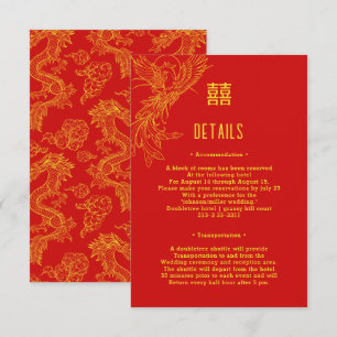 Draken en Phoenix bruiloft   Phoenix Guest Details Informatiekaartje