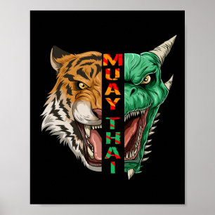 Draken En Tijger Hoofd - Muay Thai En Kickboksen G Poster